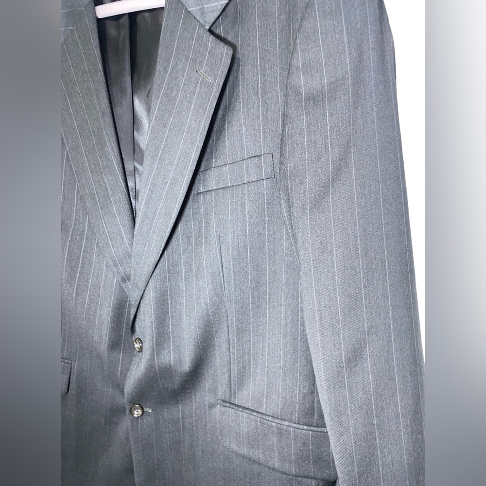 Oscar de la Renta Men’s Pinstripe Blazer 46R Wool Charcoal Gray 2-Button Vintage - Picture 2 of 9